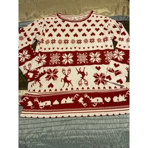 Se3w in Love heart winter red and white heart sweater Size S small